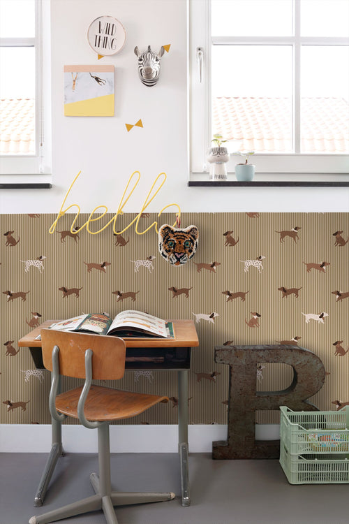 ESTAhome behang honden groen - 50 x 900 cm - 131900