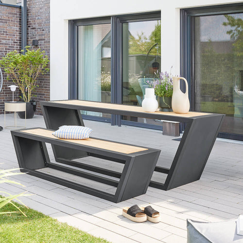 HOME DELUXE Stalen zitset KOBON antraciet - Made in Germany - 1 x bank + 1 x tafel