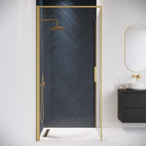 Badplaats Douchecabine Alava 80 x 80 x 190 cm – Goud – Douchewand met Draaideur