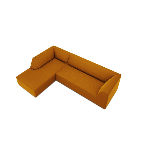 Cosmopolitan Design - Modulaire hoekbank links Siena 4-zits, flueel geel - 180x273x69cm
