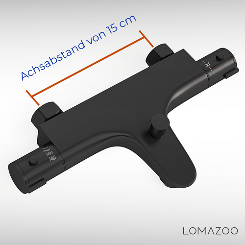 LOMAZOO thermostatische badkraan - mat zwart - 15 cm