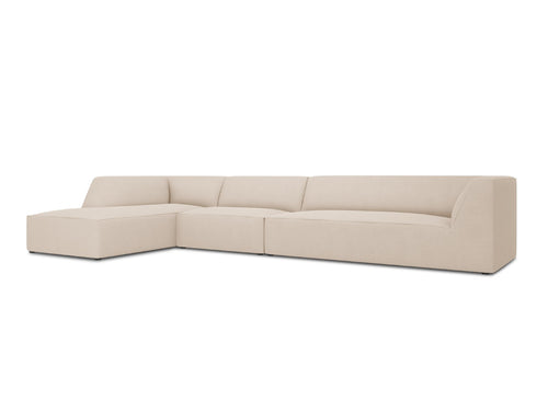 Micadoni linker hoekbank Ruby 5-zits, structurele stof, beige - 180x366x69cm
