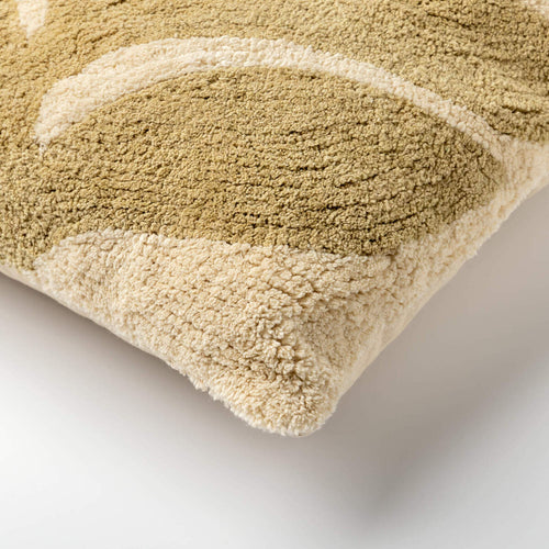 JUNA - kussenhoes 45x45 cm - bladmotief - Sponge - groen