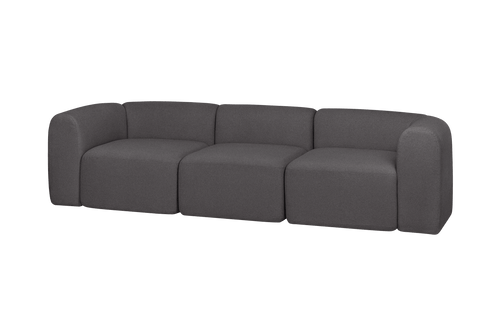 noo.ma Flom 3-zitsbank Fog Grey - zachte zit, 262 x 96,5 x 68 cm