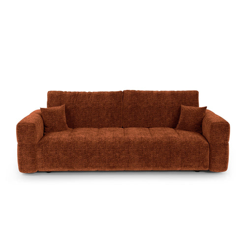 Premium Interiors - Slaapbank met opbergruimte VIBE - zacht aanvoelende geweven stof terracotta 247cm