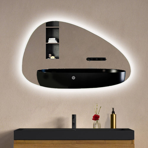 LOMAZOO badkamerspiegel Bilbao - met LED verlichting & spiegelverwarming - asymmetrisch - 80 x 50 cm