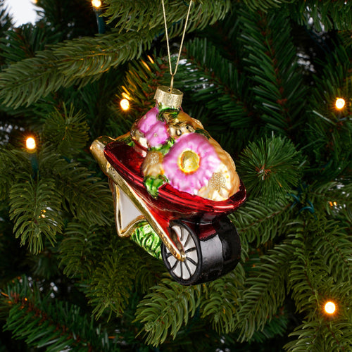 House of Seasons Kerst Ornament Kruiwagen - L11 x B6 x H10 cm - Rood
