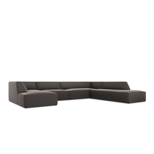 Cosmopolitan Design - Panoramische hoekbank Siena 7-zits, flueel donkergrijs - 273x366x69cm