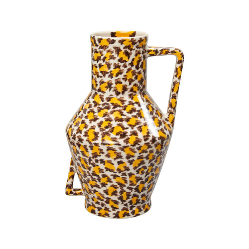 Return to Sender Vaas 30 cm Leopard print handgeschilderd met handvat - vtwonen shop