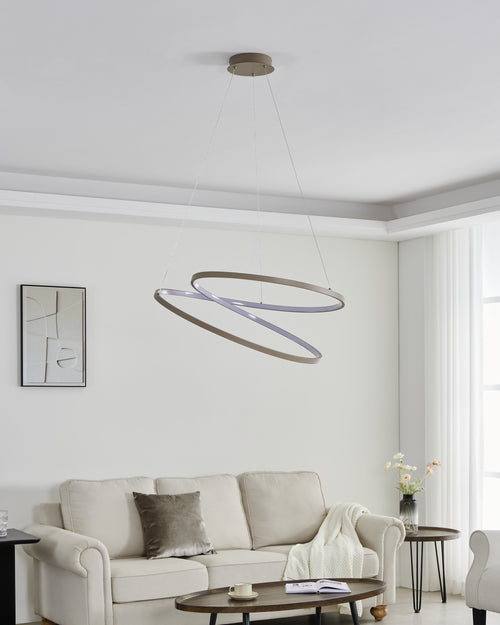 EGLO hanglamp Ruotale - led - ø 70 cm - zandkleur/beige/wit