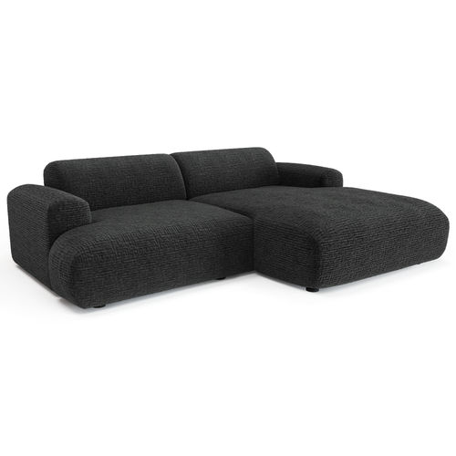 Sia Home - Rechte hoekbanken MYRA - Fluweel met patroon - Zwart - 266cm - vtwonen shop