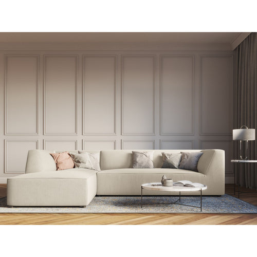 Cosmopolitan Design - Modulaire hoekbank links Siena 4-zits, ribfluwelen lichtbeige - 180x273x69cm