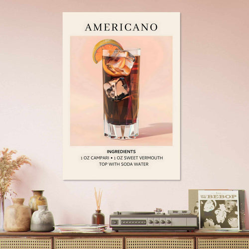 Artfulprints  Americano cocktail - Ingrediënten   poster 50x70 cm - vtwonen shop