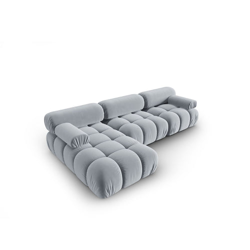 Cosmopolitan Design - Modulaire hoekbank links Cortina 4-zits, flueel lichtblauw - 155x282x70cm