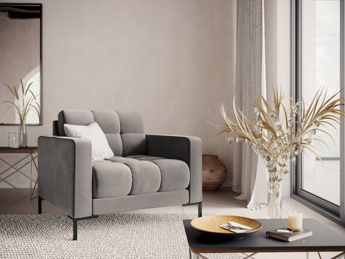 Cosmopolitan Design Fauteuil Bali flueel, lichtgrijs - 96x87x75cm