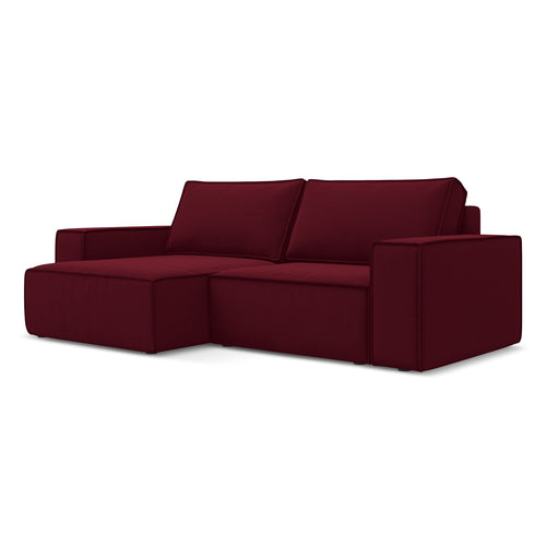 LaMiaSofa hoekbank links Livorno - velours - bourgondië - 257x148x82