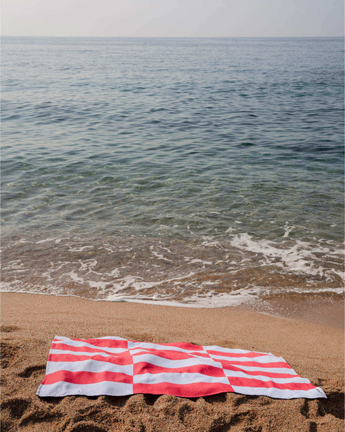 noo.ma Su Beach Towel 100% katoen - Lime & Blue, 160 x 100 cm