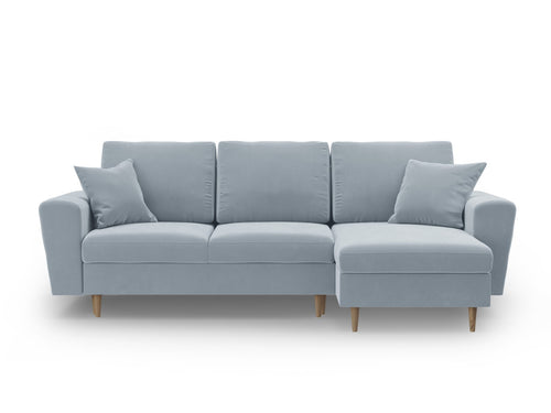 Cosmopolitan Design Omkeerbare converteerbare hoekbank met opbergdoos Kyoto 4-zits, flueel lichtblauw - 145x241x88cm
