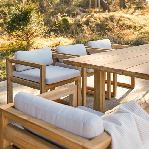 Tikamoon Massief teakhouten tuinset met 6 stoelen - Wit