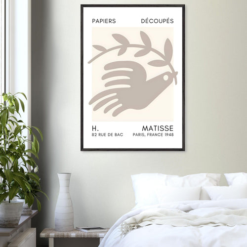 Artfulprints Poster Matisse - Peace dove grey   - 30x40 cm - Grijs