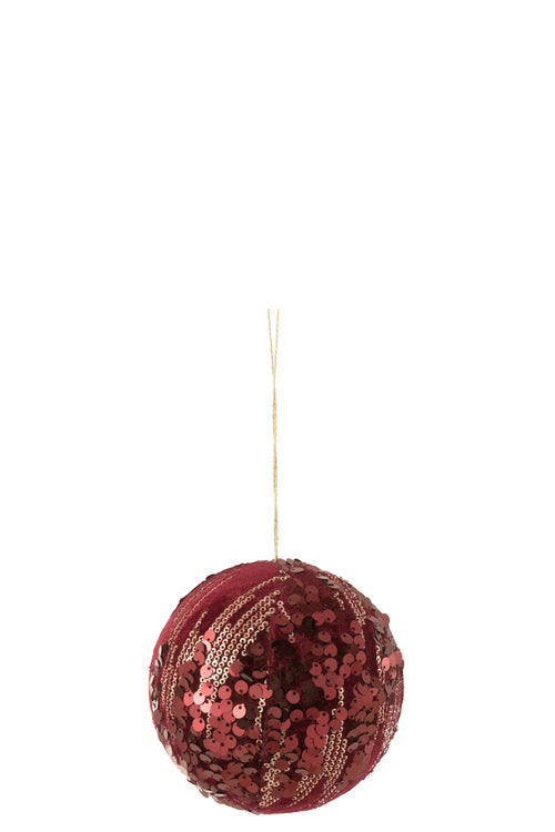 J-Line hanger Bal Pailletten - textiel - burgundy - large - 2 stuks