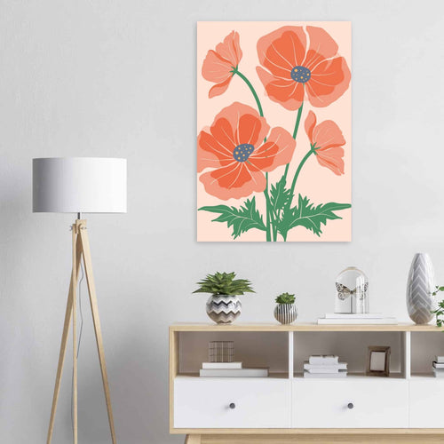 Artfulprints Poster Boho – Field flowers   - 70x100 cm - Oranje
