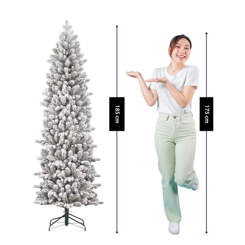 Black Box Trees Harma Slim Kerstboom met Sneeuw en Scharnierconstructie voor Snelle Montage - Kunstboom voor Kleine Ruimtes - Kerstversiering voor