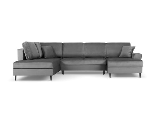 Cosmopolitan Design Links panoramische slaapbank met opbergdoos Kyoto 7-zits, flueel, lichtgrijs - 194x313x88cm
