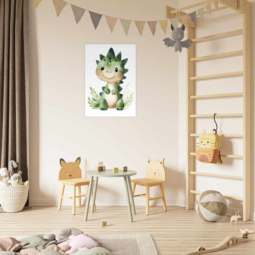 Artfulprints Poster Baby dino   - 50x70 cm - Groen