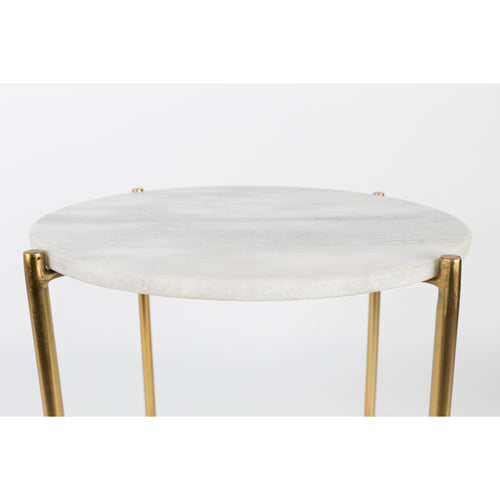 Housecraft Living Timpa Bijzettafel Marmer Rond 44x44 cm Wit/ Goud - vtwonen shop