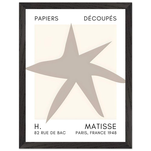 Artfulprints Poster met Lijst Matisse – Star of the sea grey   - 30x40 cm - Grijs