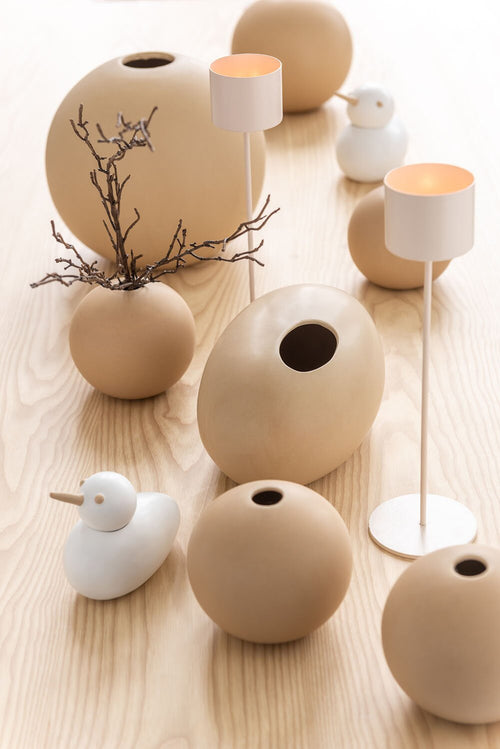 J-Line vaas Bol - keramiek - beige - medium - Ø 18 cm