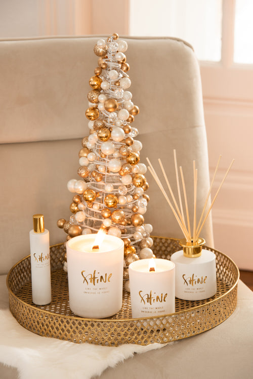 J-Line decoratie Kegel Mini kerstballen - kunststof - ecru/goud - small - vtwonen shop