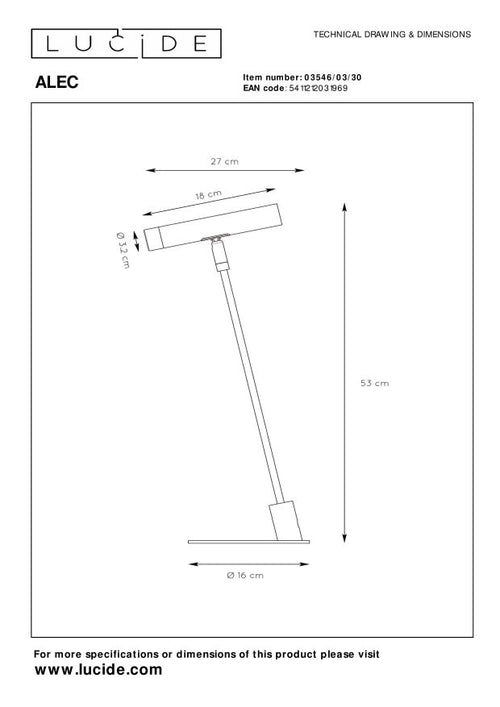 Lucide tafellamp ALEC - 1xG9 - Zwart - vtwonen shop