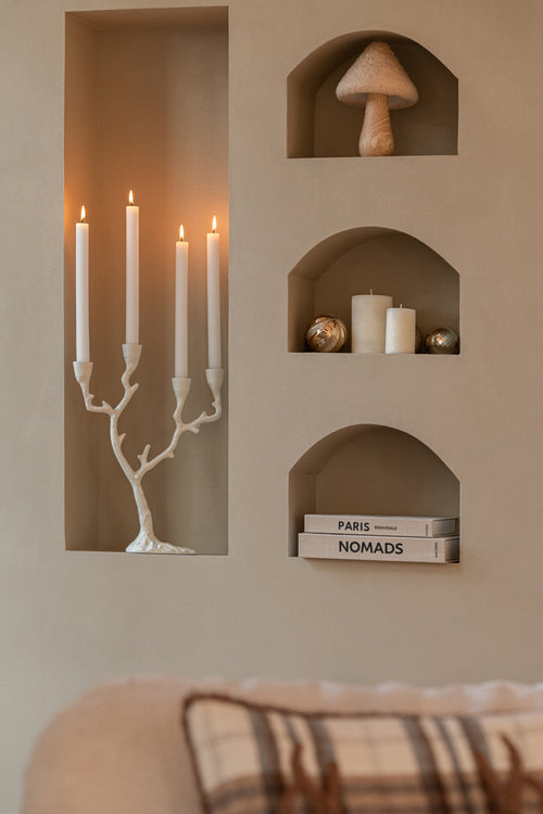 J-Line Paddenstoelen - hout - naturel/lichtbeige - set van 2