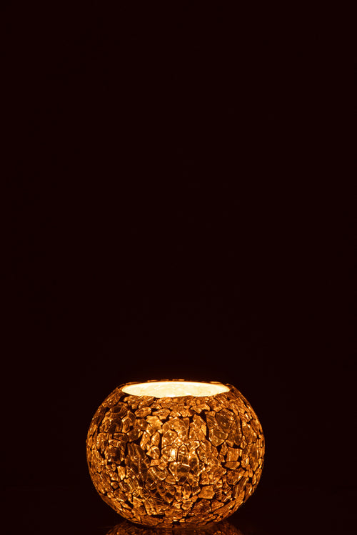 J-Line theelichthouder Bal Gekraakt - glas - goud - vtwonen shop