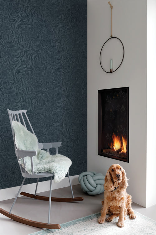 ESTAhome behang 3d golvende lijnen donkerblauw - 53 cm x 10.05 m - 139665 - vtwonen shop