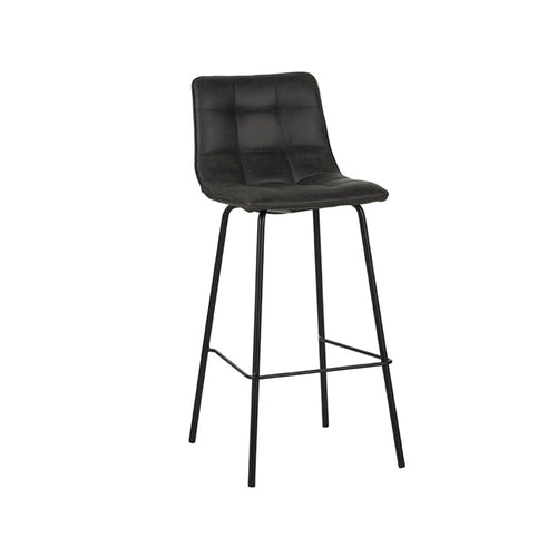 LABEL51 Barkruk Bistro - Antraciet Stof - Zithoogte 78cm - Set van 2