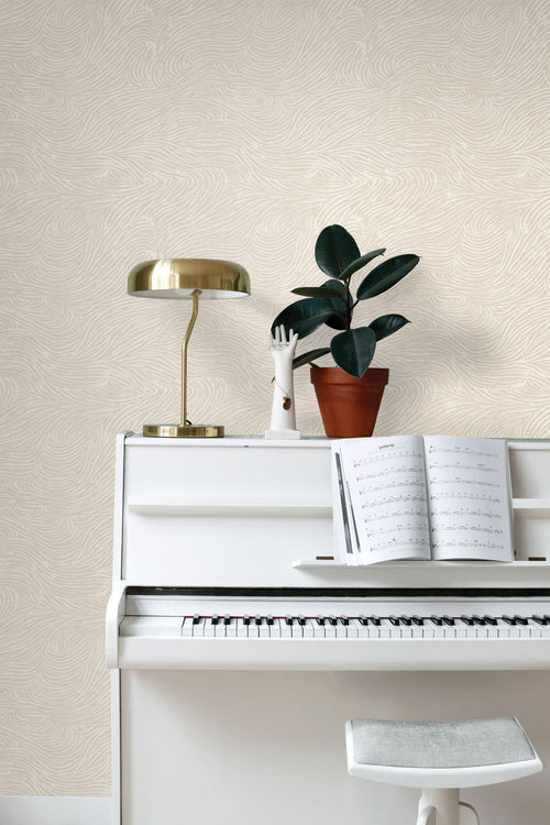 ESTAhome behang 3d golvende lijnen lichtbeige - 53 cm x 10.05 m - 139660