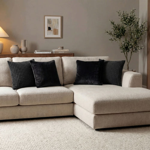KUSSENSET - 4-delig - Texture Harmony - 45x45 cm - inclusief binnenkussens - zwart