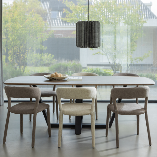 BePureHome Eetkamerstoel Noble - Polyester - Taupe - 76x51x56 - vtwonen shop