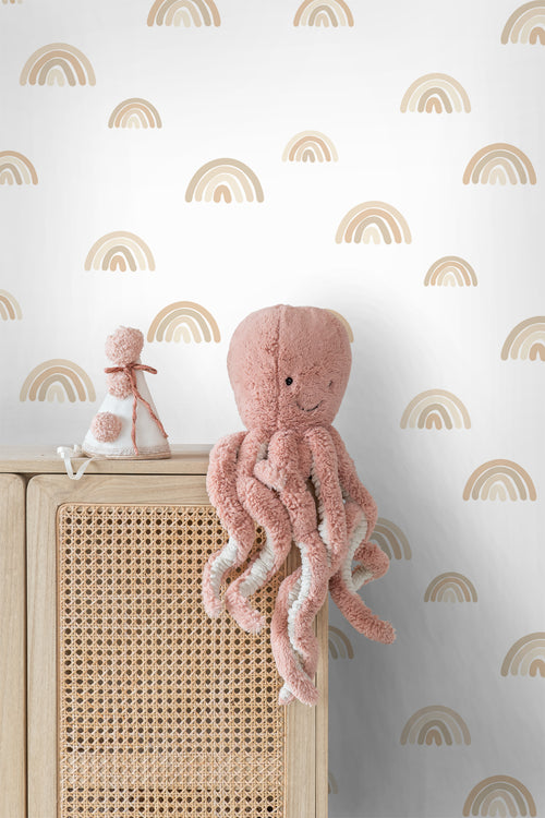 ESTAhome behang regenboogjes beige en wit - 53 cm x 10.05 m - 139684 - vtwonen shop