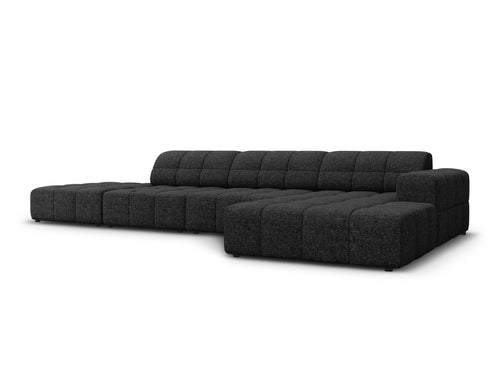 Cosmopolitan Design rechter hoekbank Chicago 5-zits, chenille zwart - 167x348x78cm