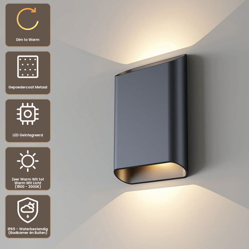 Artdelight Wandlamp Diaz L - Zwart - Dim To Warm