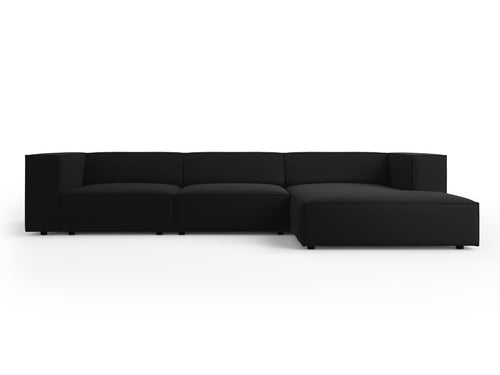 Cosmopolitan Design rechter hoekbank Arendal 4-zits, flueel, zwart - 166x284x70cm