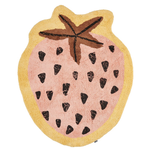 In The Mood Collection Vloerkleed Aardbei - L120 x B95 cm - Katoen - Roze - vtwonen shop