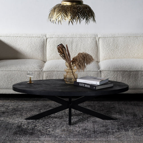 Giga Meubel Salontafel Mansour - Zwart Mangohout - 130x70x40cm - vtwonen shop