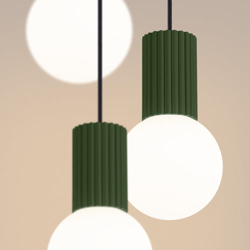 Sollux Lighting Hanglamp HALO 3P olijfgroen - 25x25x125cm