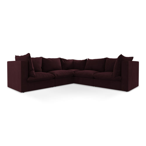 LaMiaSofa Modulaire hoekbank Ravenna - textuurstof - bordeaux - 255x255x77