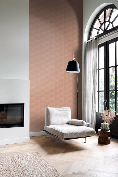 Origin Wallcoverings behang grafisch 3D motief terracotta roze - 50 x 900 cm - 347995 - vtwonen shop